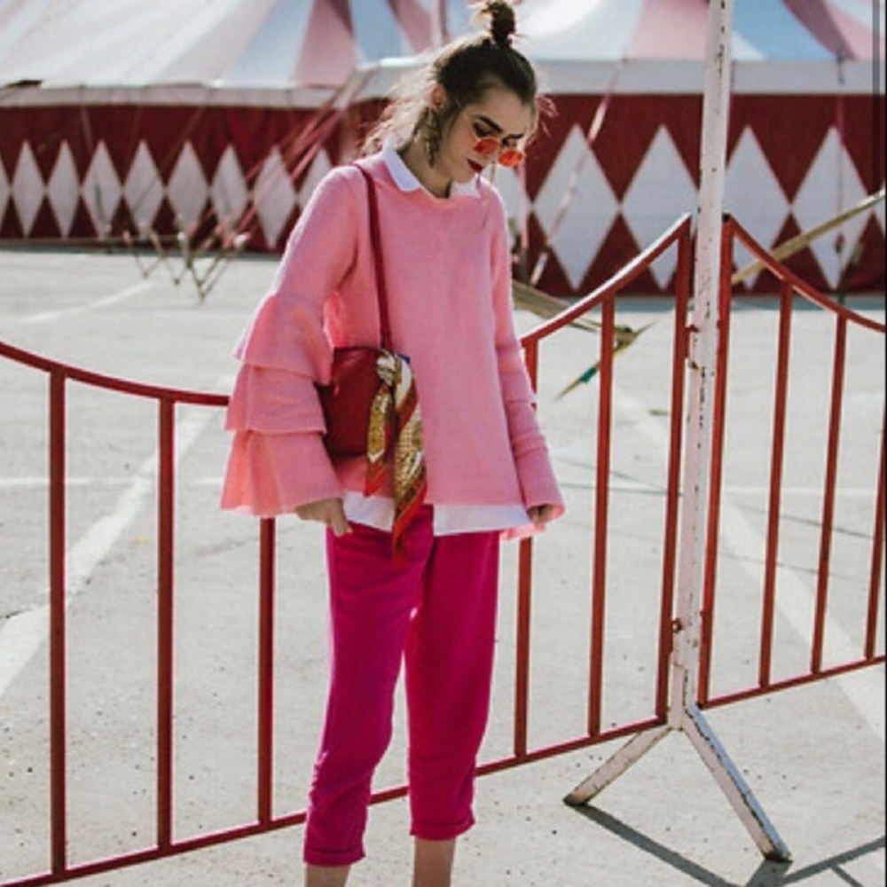🌟 SOLD🌟 ZARA Straight Leg Hot Pink Trouser - Picture 3 of 8